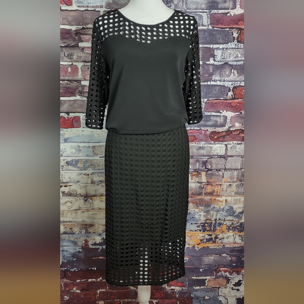 Clara Sun Woo Perforated Stretch Knit Top/Skirt Set